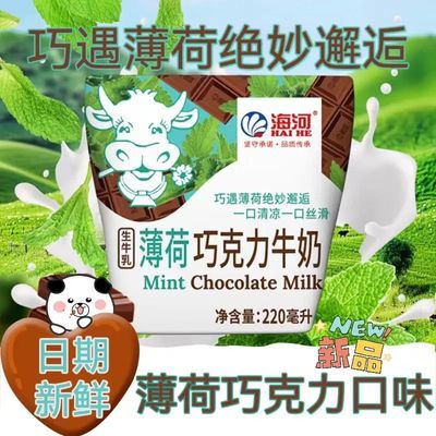 海河薄荷巧克力牛奶220ml*5袋新品风味奶海河牛奶学生儿童早餐奶