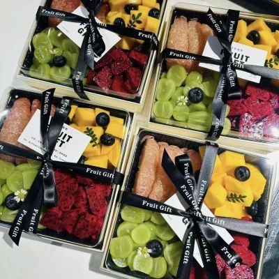果切盒水果包装拼盘寿司木质野餐露营一次性九宫格四格刺身打包盒