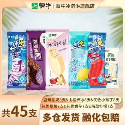 【45支】蒙牛冰淇淋酷爱纯脆冰+蓝莓山楂棒冰小布丁牛奶雪糕