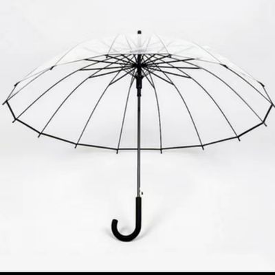 16骨透明直杆雨伞 直柄伞大伞面晴雨伞 创意加厚自动透明伞