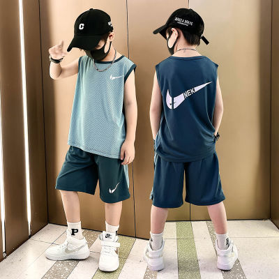 男童夏季套装2024款无袖篮球服速干运动透气轻薄网眼吸汗男孩