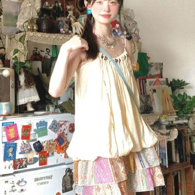 碎花夏季新款拼接吊带设计感森外穿韩版小清新气质小众甜美连衣裙