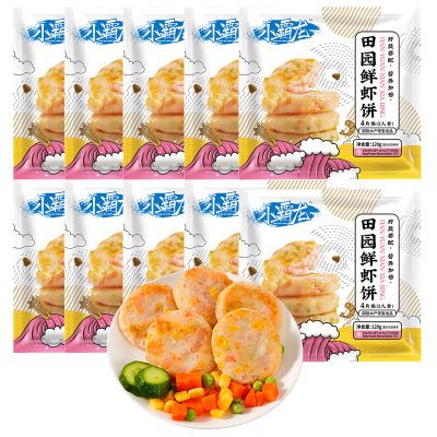 小霸龙大颗粒虾饼低脂早餐120g*10袋共40片半成品方便菜正宗