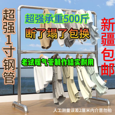 加厚镀锌钢管双层衣架落地立式家用自由组合卧室超厚组装架子宿舍