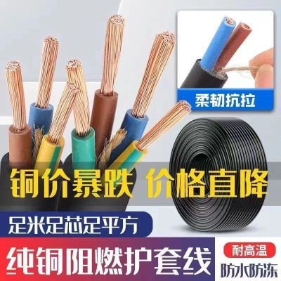 国标珠江电线RVV电缆线阻燃防冻234芯护套线2.5/4/6