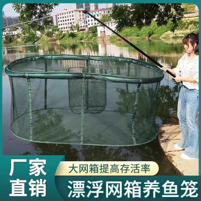 漂浮养鱼专用网箱鱼笼养殖存鱼鱼护加厚养鱼箱防逃网笼折叠鱼网笼