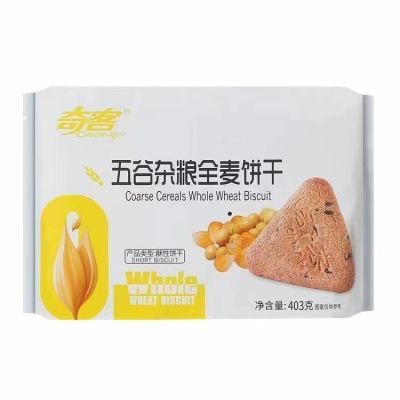 奇客代餐休闲无蔗糖全麦五谷杂粮全麦饼干独立403g包装