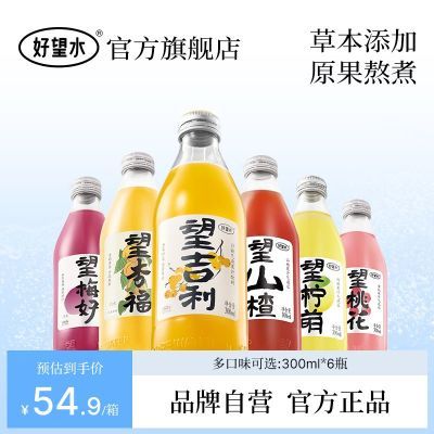 【全家福】好望水望山楂柠檬桃花梅好果汁气泡水6瓶装饮料一整箱