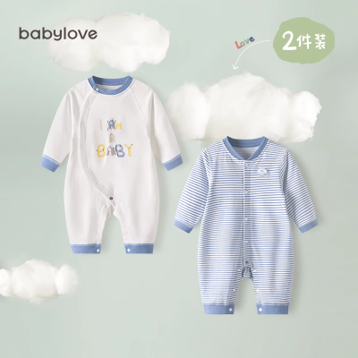 babylove婴儿连体衣纯棉春秋新生儿衣服宝宝哈衣爬服四季