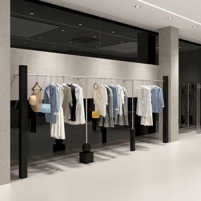 服装店展示架不锈钢黑色烤漆上墙架壁挂式男女装货架挂衣杆架子