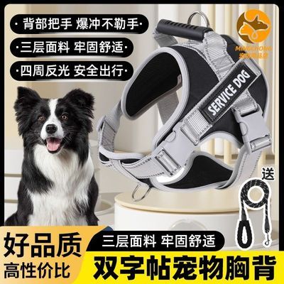 狗狗牵引绳中大型犬背心防爆可调节胸背带耐用金毛遛狗绳拉布拉多优惠商品图片
