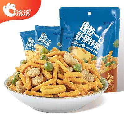 洽洽虾条伴果300g/袋 烤肉味虾条蚕豆豌豆零食恰恰休闲独立小包装