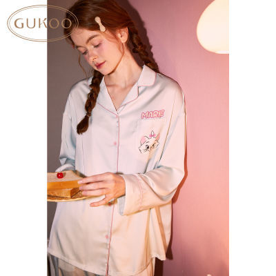 百亿补贴：Gukoo/果壳春秋新款玛丽猫长袖女士睡衣套装翻领开衫家居服可外穿 143元