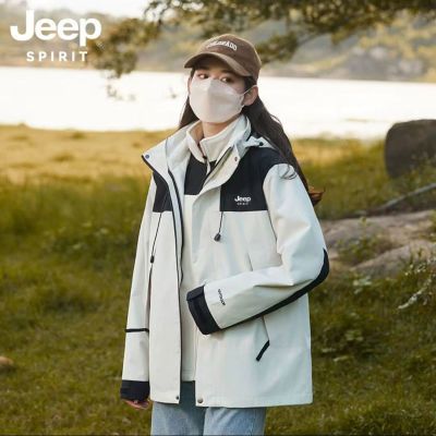 JEEP冲锋衣男2024新款情侣三合一可拆卸登山服户外防风防