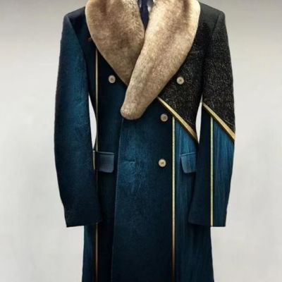 Fashion printed men long coat 