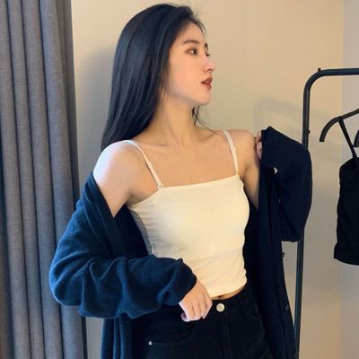 吊带背心韩版短款夏季修身内搭性感抹胸裹胸学生内衣女带胸垫外穿优惠券
