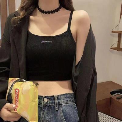 自带胸垫抹胸韩版少女心ins白色辣妹吊带打底背心女修身百搭款女优惠券