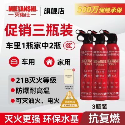 【赠香薰片】3瓶装21B水基灭火器2024款车用家用国家标准消防认证