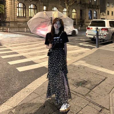 单件/套装胖妹妹夏季新款大码女装胖mm显瘦T恤上衣碎花蛋糕裙套装优惠商品图片