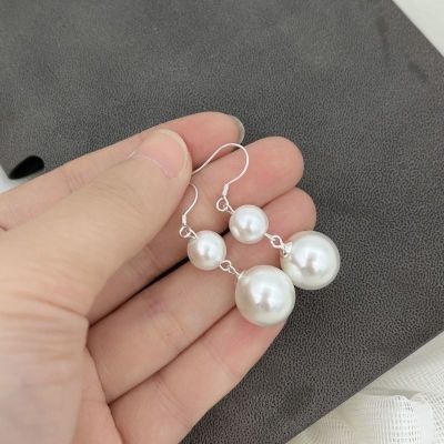 s925纯银珍珠耳环女足银不掉色气质百搭长款防过敏流苏耳饰送妈妈