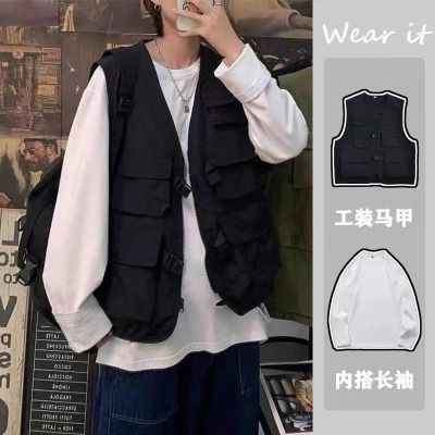 春秋新款多口袋战术马甲国潮男女暗黑机能风无袖背心ins工装马夹