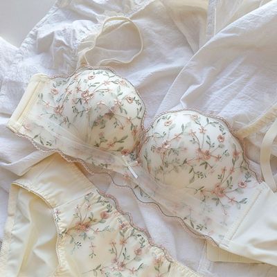 纯欲蕾丝内衣女小胸聚拢上托bra防下垂无钢圈提胸少女碎花文胸罩优惠券