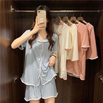 2022新款泡泡款睡衣女夏季薄款舒适亲肤韩版简约家居服优惠券