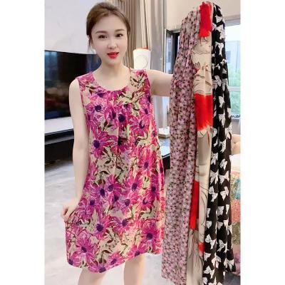 夏季新款睡裙女薄款冰丝网眼透气简约时尚无袖家居服可外睡衣裙女优惠券