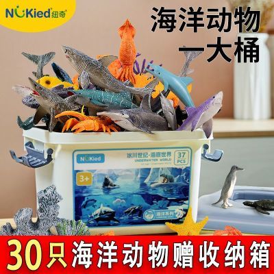 纽奇海洋动物模型海洋鲸鱼海豚鲨鱼海龟海底世界早教认知动物模型