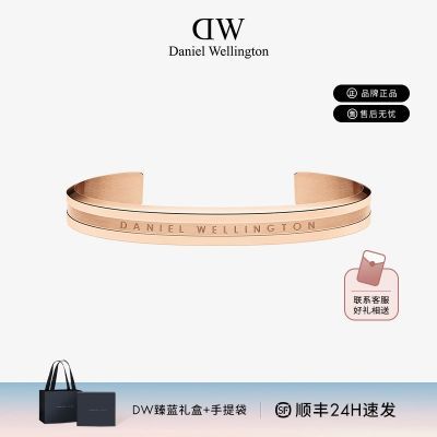 dw手镯女简约轻奢玫瑰金色小众字母开口手环丹尼尔惠灵顿品牌正品