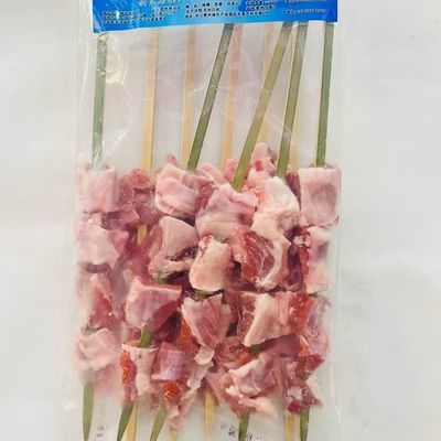 新鲜大油边猪油边肉串商用护心肉东北油筋肉串铁签烧烤食材大串