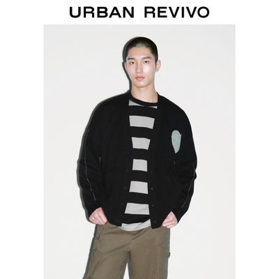 百亿补贴：UR男装慵懒风撞色提花超宽松针织开衫UMV940012 159元