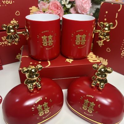情侣皂盒时尚结婚一对红色喜庆陪嫁用品婚庆洗漱套装带盖婚嫁必备