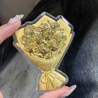 深圳水贝足金玫瑰花情人节足金礼物纪念品送女朋友玫瑰花支持定制