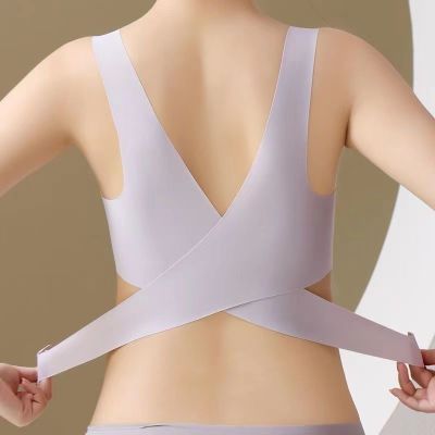 夏季薄款女士内衣冰丝无痕无钢圈文胸聚拢防下垂运动美背抹胸罩女优惠券