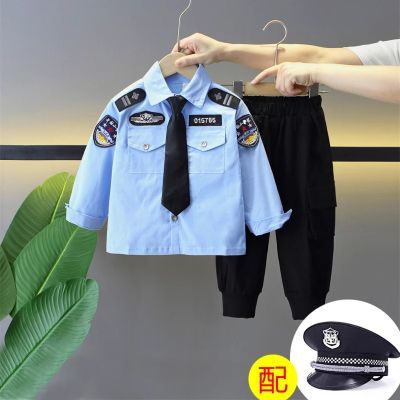 儿童警察服套装小孩交警制服宝宝帽子演出服装男童警官服角色扮演