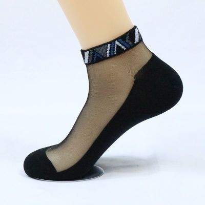 春夏薄款玻璃丝袜男士丝光袜纯棉底防臭袜子男短袜水晶丝短筒船袜优惠券