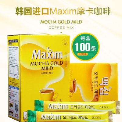 麦馨韩国进口Maxim黄麦馨咖啡三合一摩卡速溶咖啡粉100