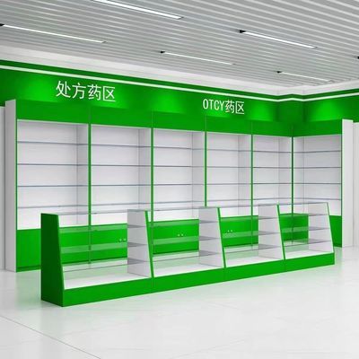 药店货架西药柜药房药品展示柜处方柜药柜玻璃柜台药店展示架木质