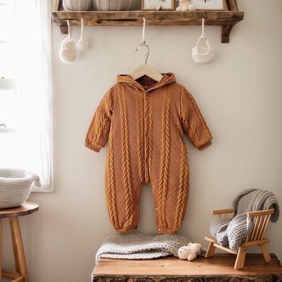 秋冬婴儿衣服针织粗线毛衣男女宝宝外出保暖爬服韩版婴儿连体衣