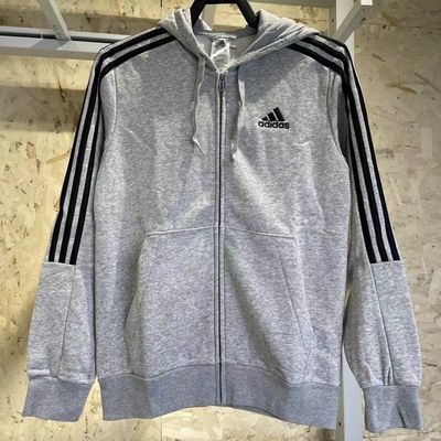 ADIDAS阿迪达斯男子针织外套加绒保暖运动休闲连帽长袖夹克GK9586