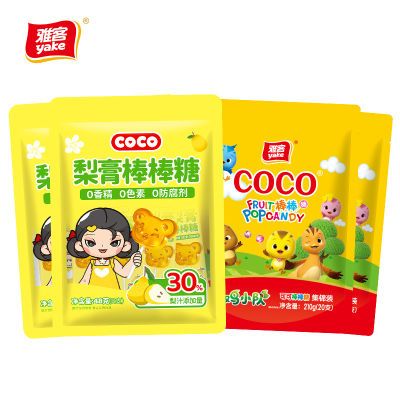 雅客COCO梨膏棒棒糖组合儿童零食水果味休闲解馋棒棒糖--D