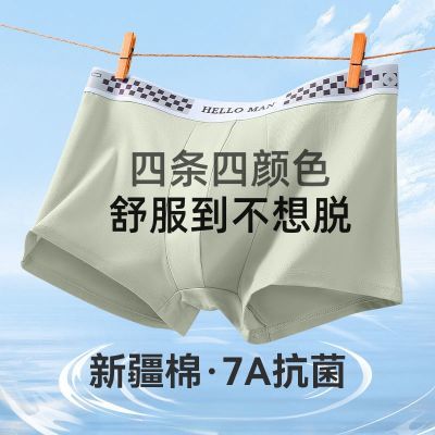 2025新款男士内裤纯棉抗菌裆平角裤运动青年男士透气四角短裤