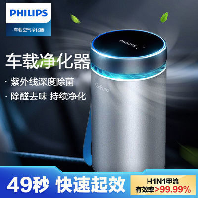 飞利浦(PHILIPS)便携式车载空气净化器 家车两用除异味 银灰色