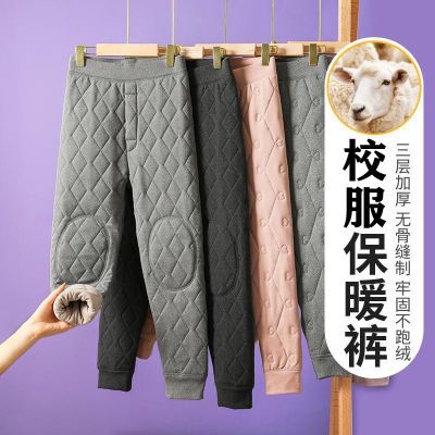 儿童棉裤冬季男童女童保暖加绒三层加厚中大童学生底裤校服神器