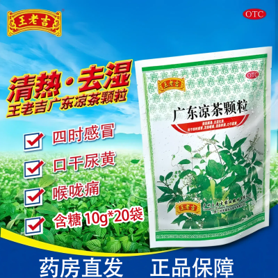 王老吉广东凉茶颗粒10g*20袋/包 清热解暑 去湿生津 感冒发热喉痛