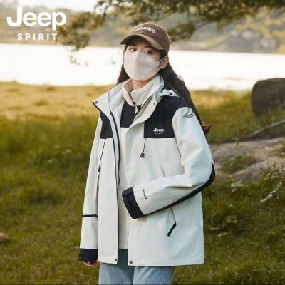 JEEP冲锋衣男2024新款情侣三合一可拆卸登山服户外防风防水外套