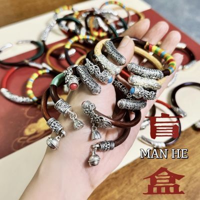 鸡血藤盲盒木手镯男女文艺个性复古小众西藏民族风正宗银饰品礼物优惠商品图片