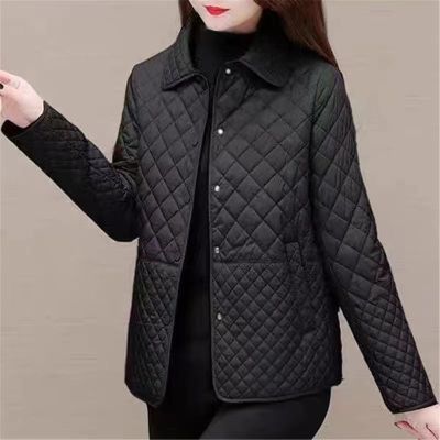 新款菱形妈妈2025轻薄棉衣短款棉服外套冬季宽松轻便休闲棉袄外套