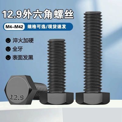 12.9级外六角螺丝全牙高强度螺栓加长螺杆螺钉M4M5M6M8M10M16M20